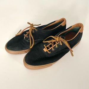 vintage cole haan black suede boat shoes sneakers